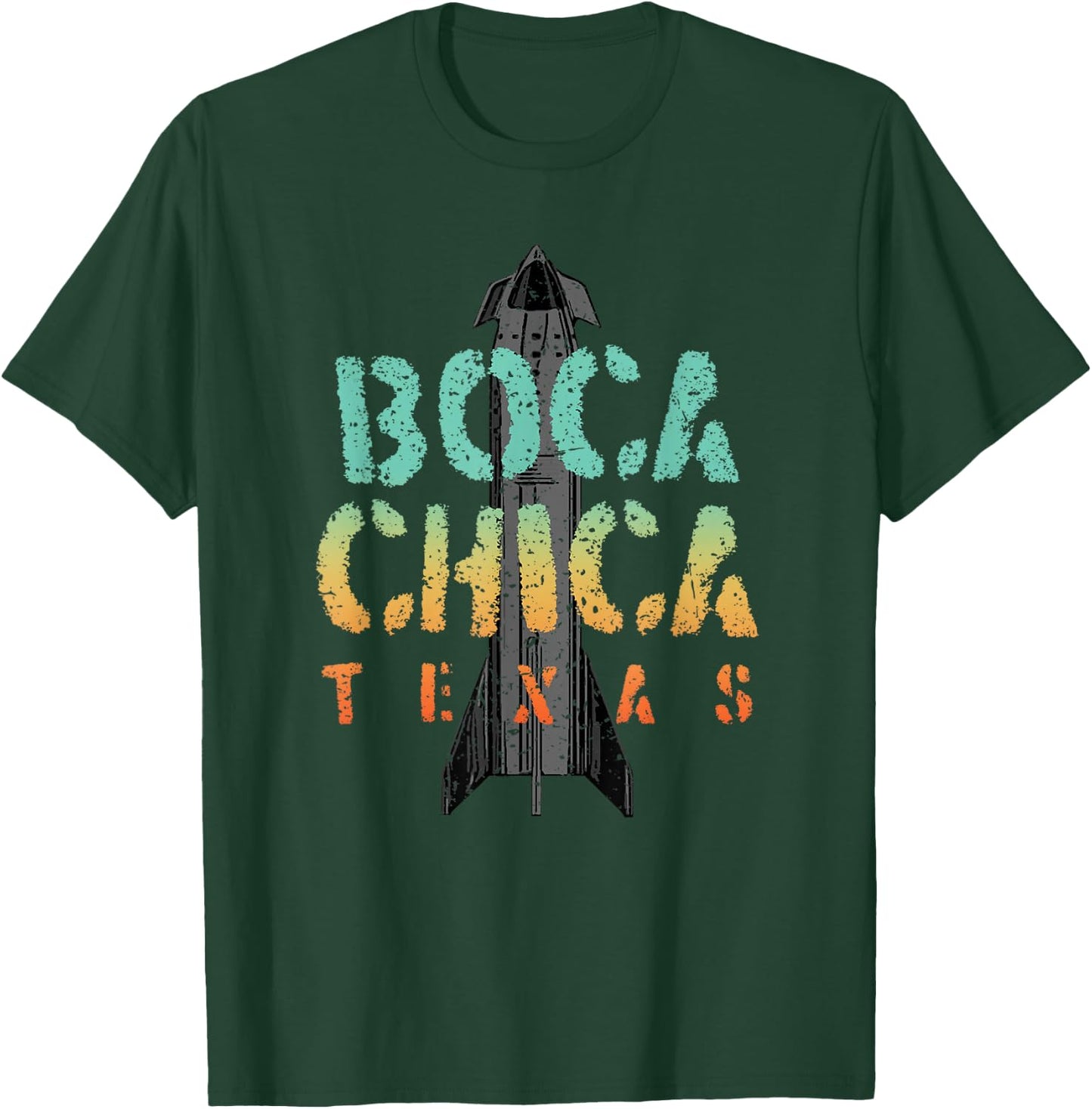 Boca Chica Texas Starship Cool Retro T-Shirt - T-Shirt | Forest