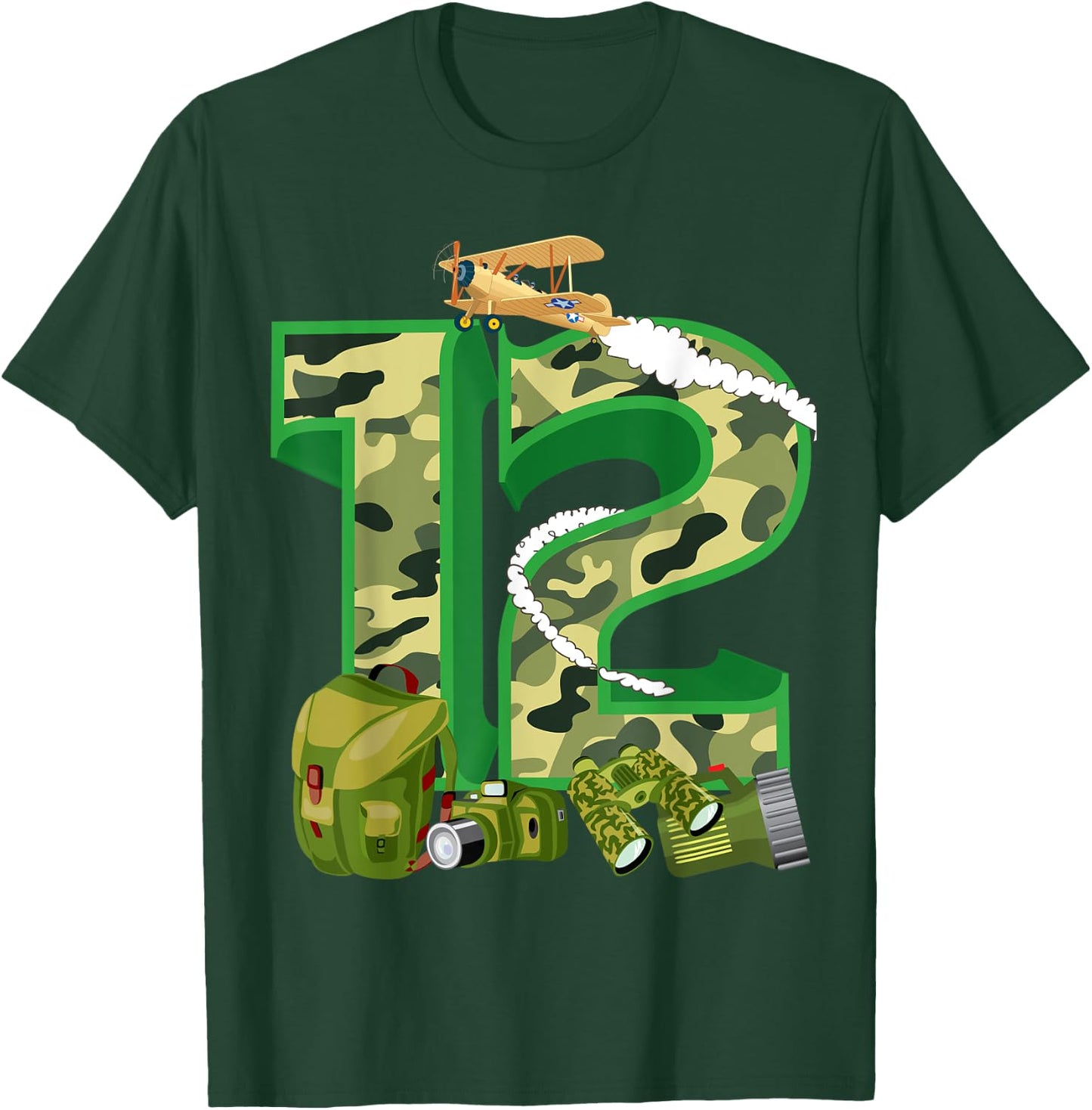 Funny Camouflage 12th Birthday Gift Boys Girls Cool Army T-Shirt - T-Shirt | Forest