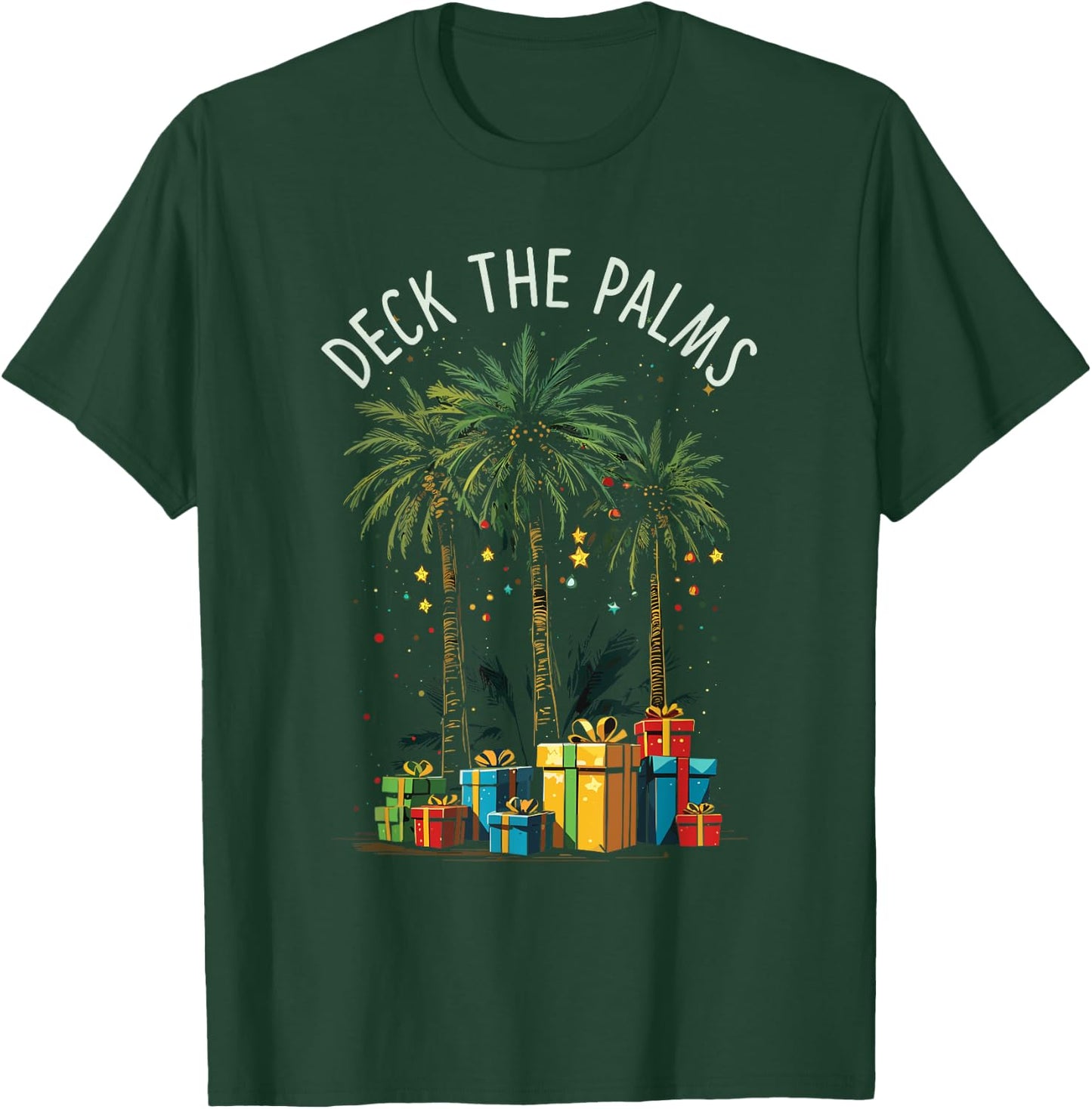 Deck The Palms Tropical Tropical Christmas Palm Tree Lights T-Shirt - T-Shirt | Forest