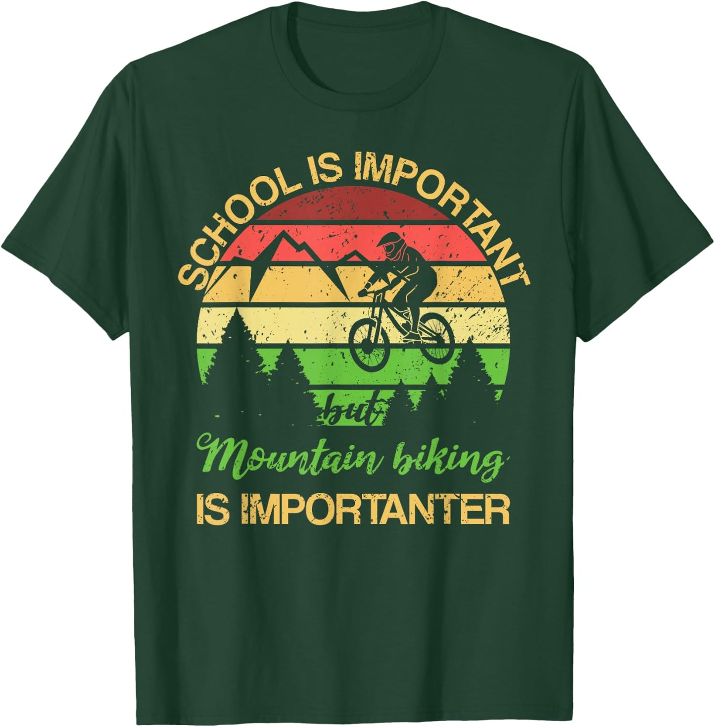 School is Important But Mountain Biking is Importanter Kids T-Shirt - T-Shirt | Forest