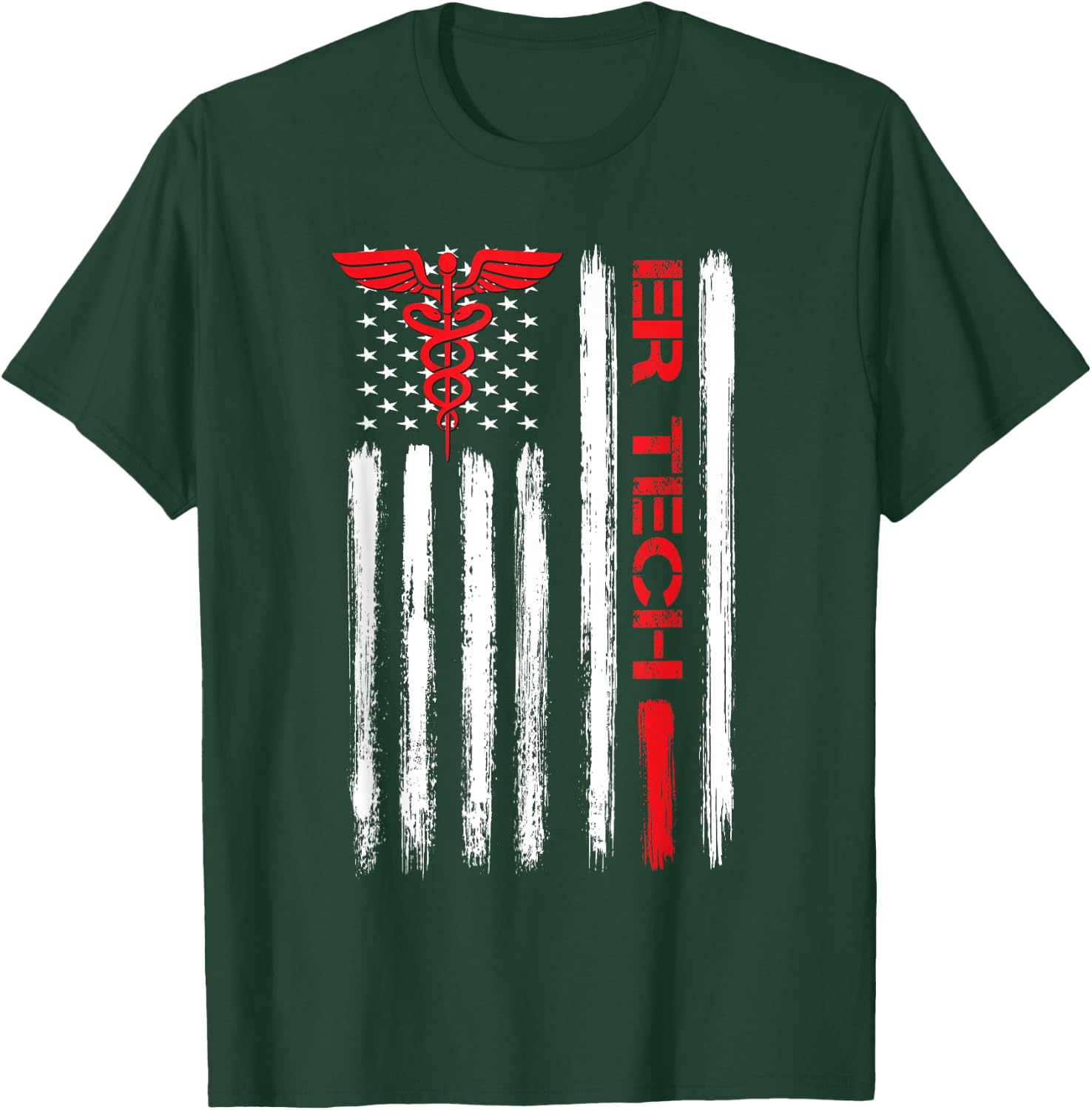 ER Tech US Flag Emergency room technologists technicians T-Shirt - T-Shirt | Forest