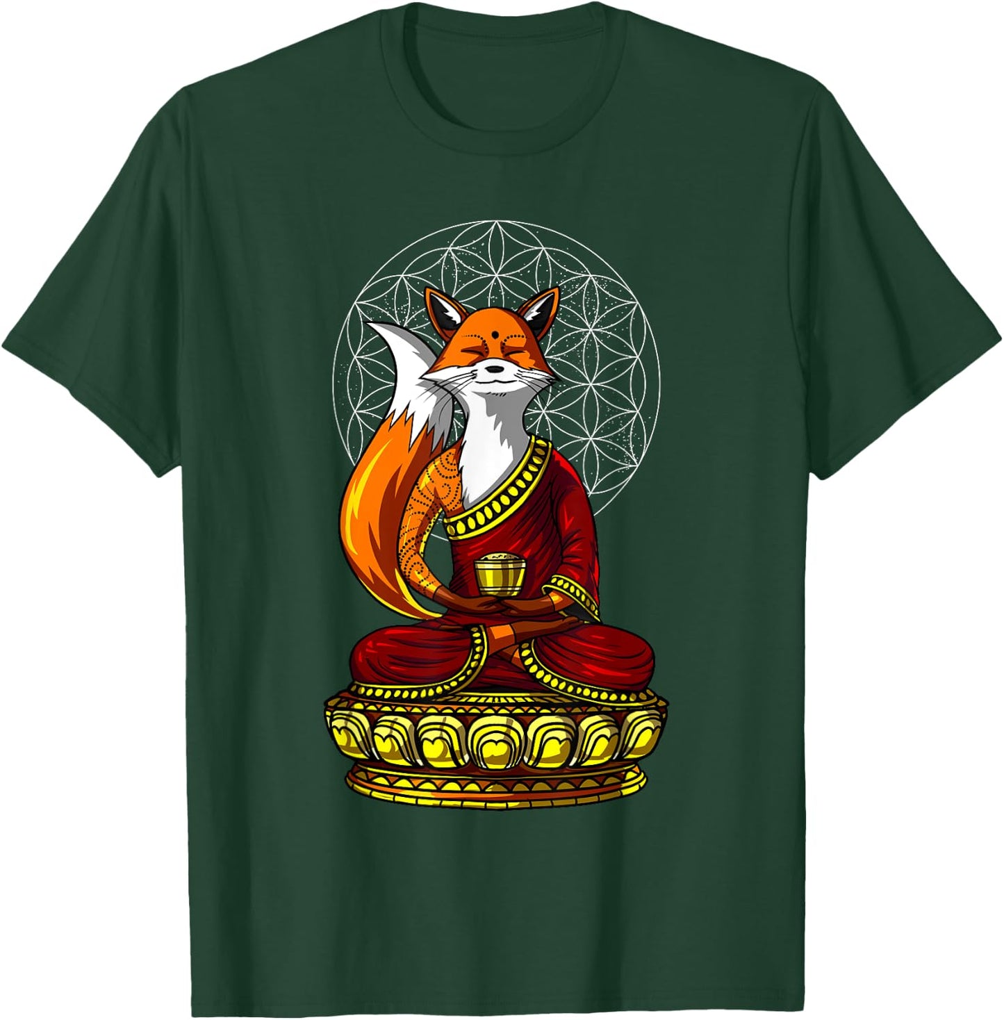 Fox Buddha Zen Yoga Meditation Funny Animal Spiritual T-Shirt - T-Shirt | Forest