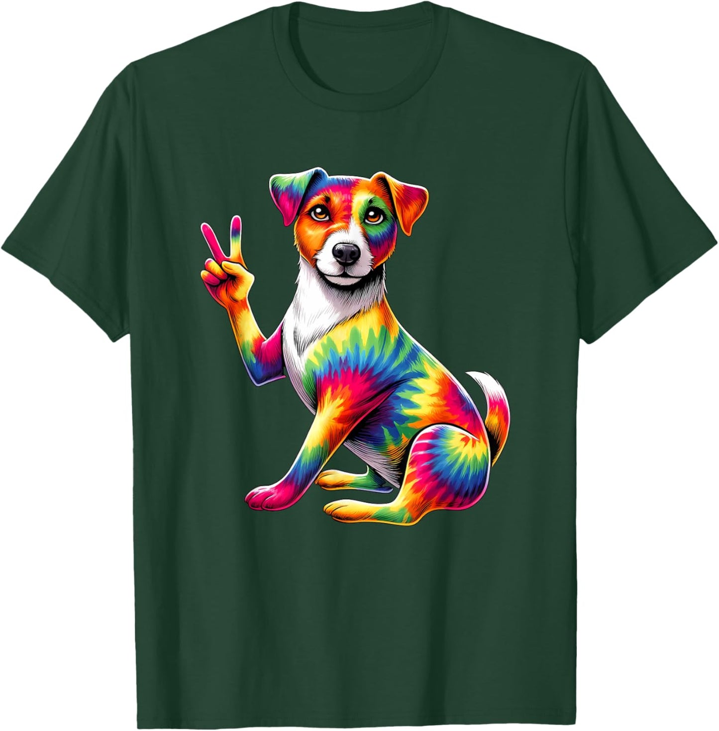 Peace Sign Tie Dye Jack Russell dog T-Shirt - T-Shirt | Forest