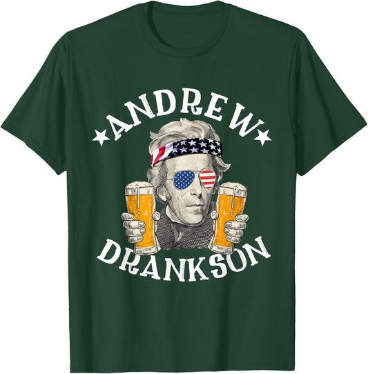 Andrew Drankson President Andrew Jackson Drinking Beer T-Shirt - T-Shirt | Forest