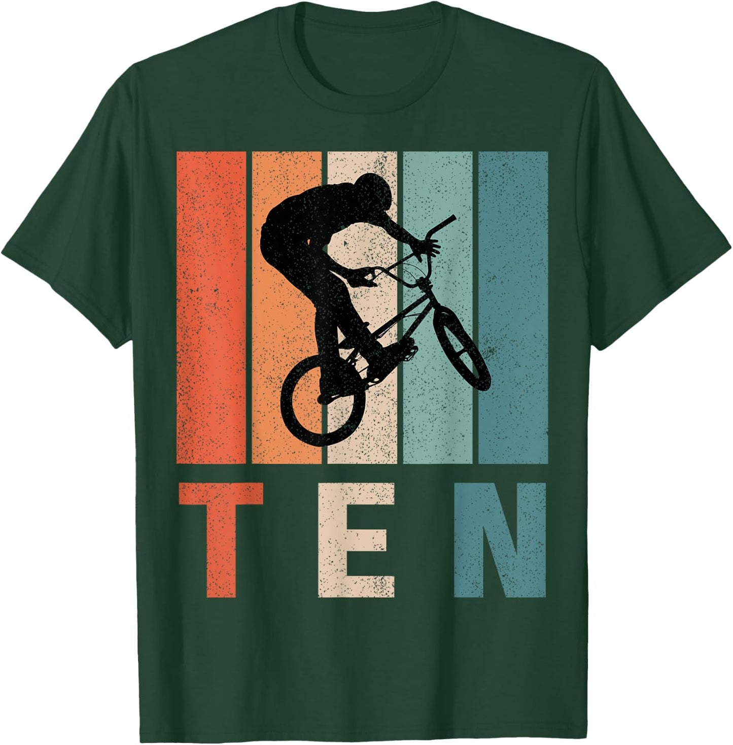 10th Birthday Retro BMX Bicycle Bike Boys Kids 10 Years Old T-Shirt - T-Shirt | Forest
