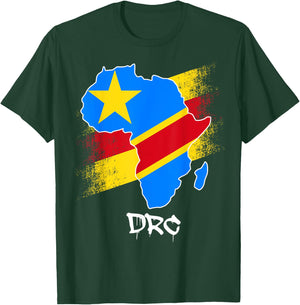 DR Congo flag in Africa Map Love RDC DRC Republic Of Congo T-Shirt - T-Shirt | Forest