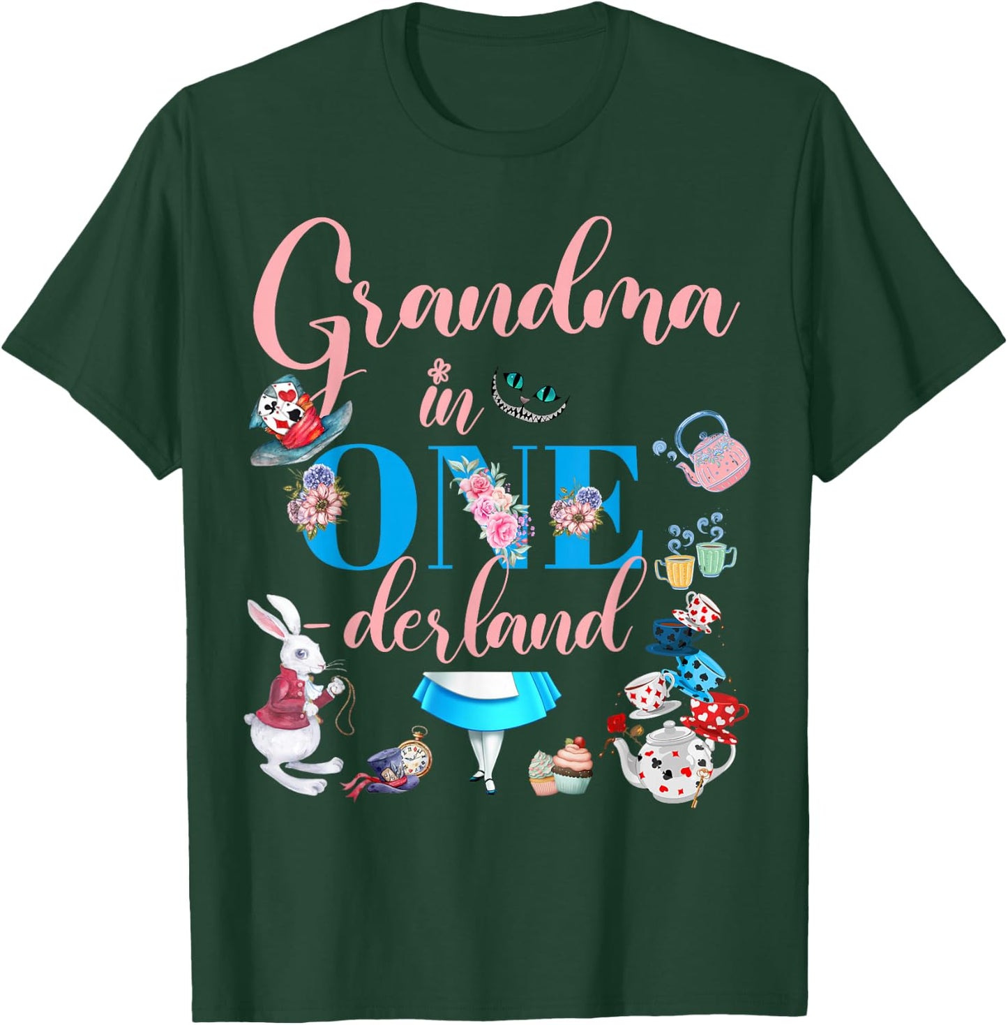 Alice in ONEderland Family Grandma Of The Birthday Girl T-Shirt - T-Shirt | Forest
