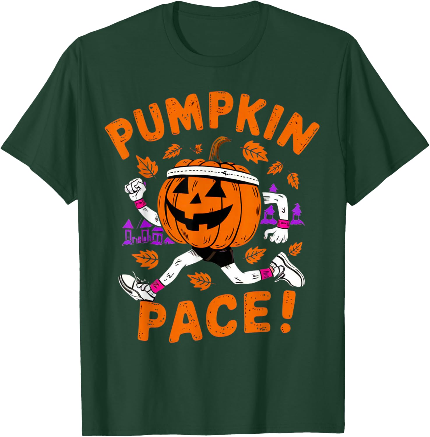 Funny Runner Costume Halloween Pumpkin Running Marathon Team T-Shirt - T-Shirt | Forest