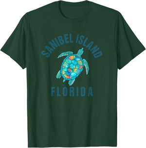 Sanibel Island Beach Design / Sea Turtle Illustration Gift T-Shirt - T-Shirt | Forest