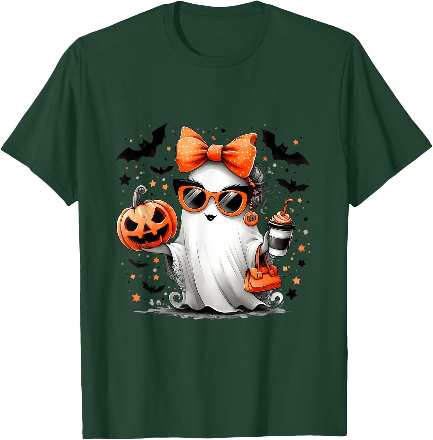 Cute Ghost Halloween Diva Cartoon Sunglasses Handbag T-Shirt - T-Shirt | Forest