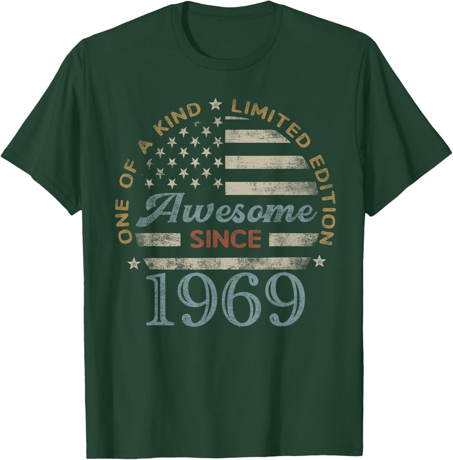 Awesome Since 1969 One of a Kind US Flag T-Shirt - T-Shirt | Forest