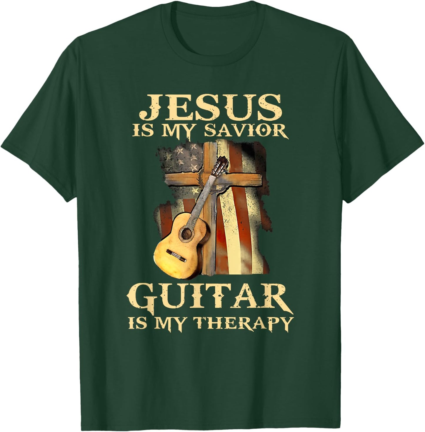 Jesus Is My Savior Guitar Is My Therapy T-Shirt - T-Shirt | Forest