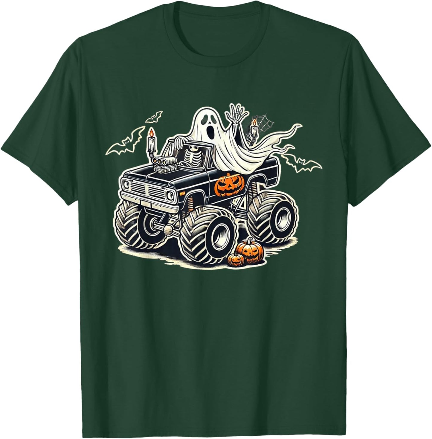 Big Little Boys Halloween Shirt Ghost Skeleton Kids Spooky T-Shirt - T-Shirt | Forest