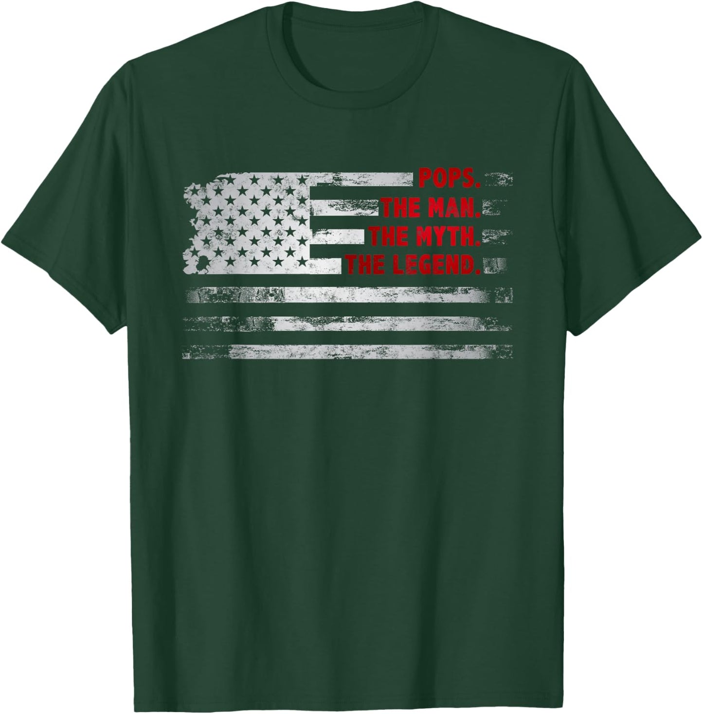 Pops The Man Myth Legend American USA flag Father’s day gift T-Shirt - T-Shirt | Forest