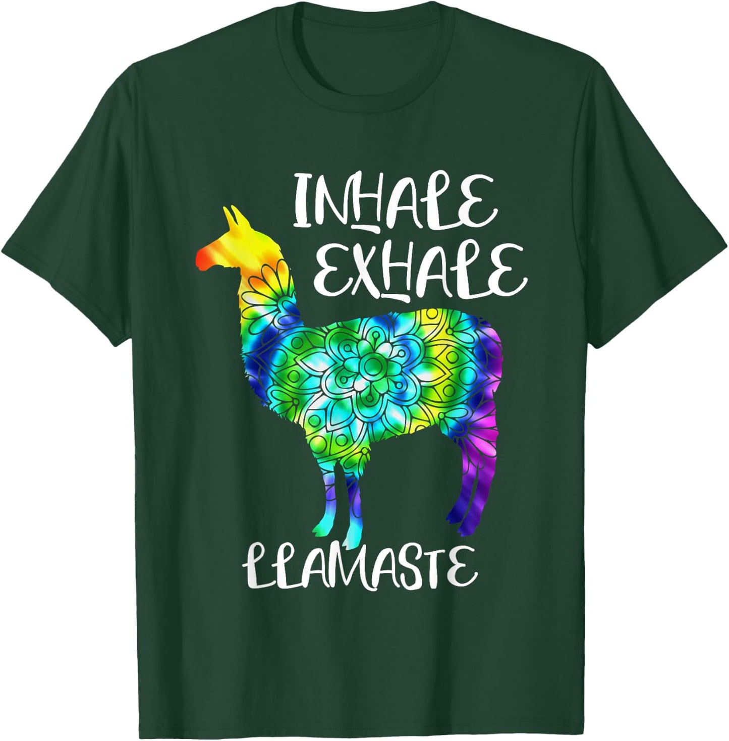 Inhale Exhale Llamaste Namaste Llama ,Cute Llama Yoga T-Shirt - T-Shirt | Forest