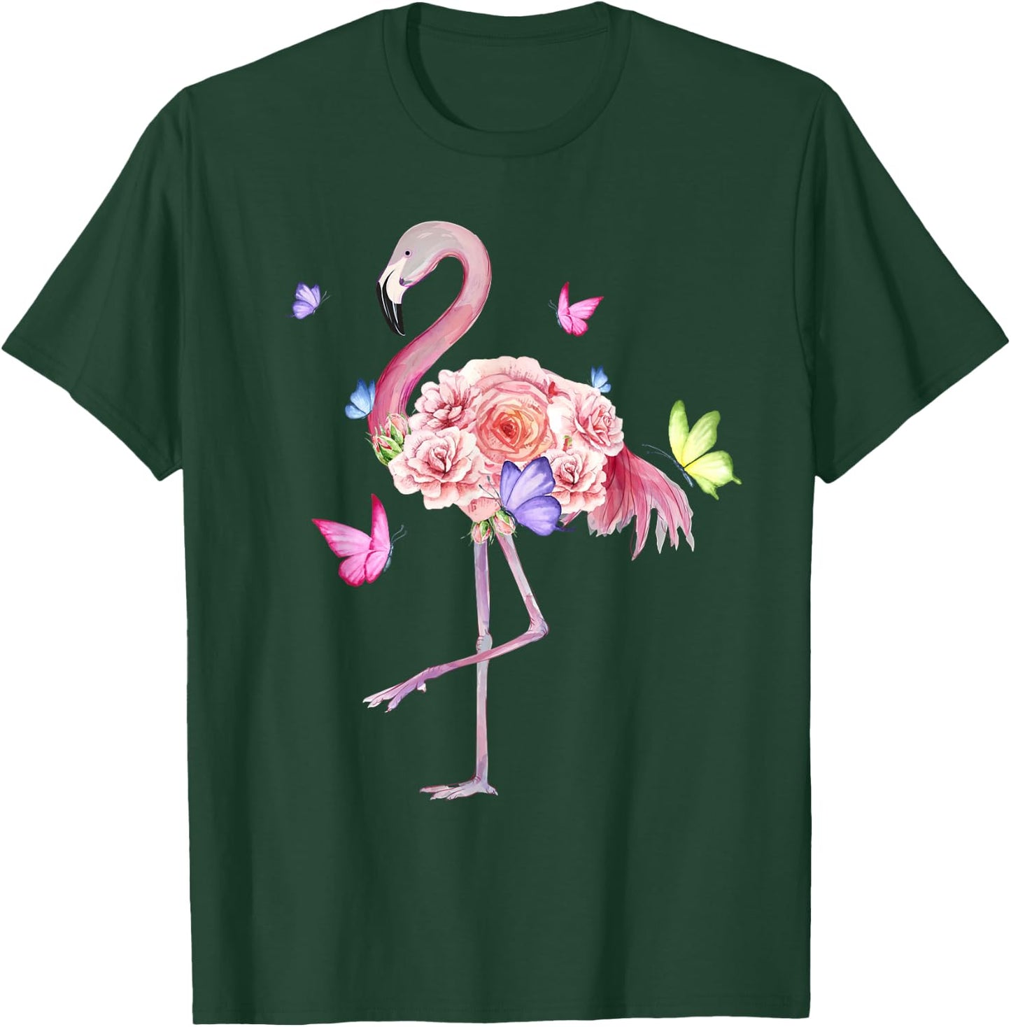 Nature Pink Flowers Women Girls Kids Flamingo T-Shirt - T-Shirt | Forest