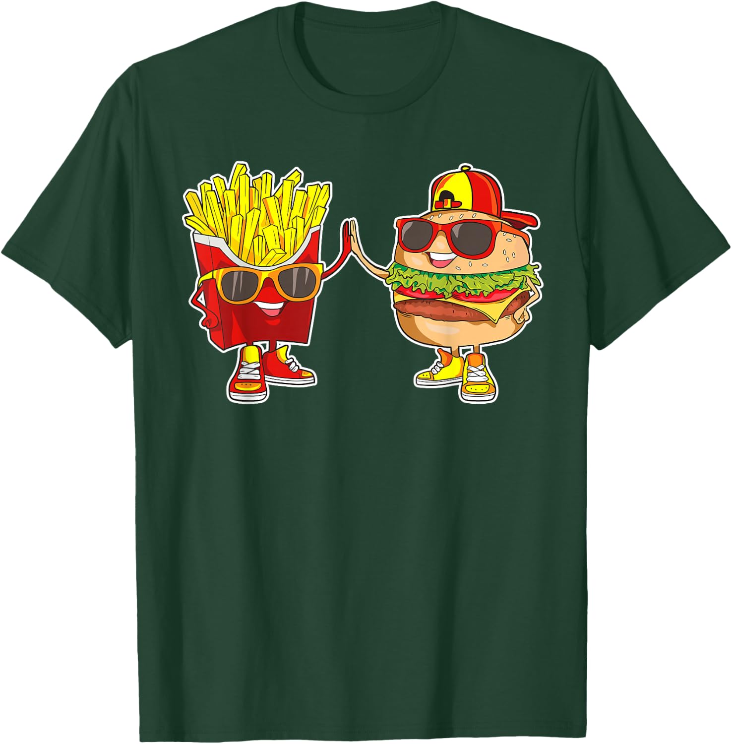 Burger and Fries Trendy Weird BFF Fast Food Who Love Summer T-Shirt - T-Shirt | Forest