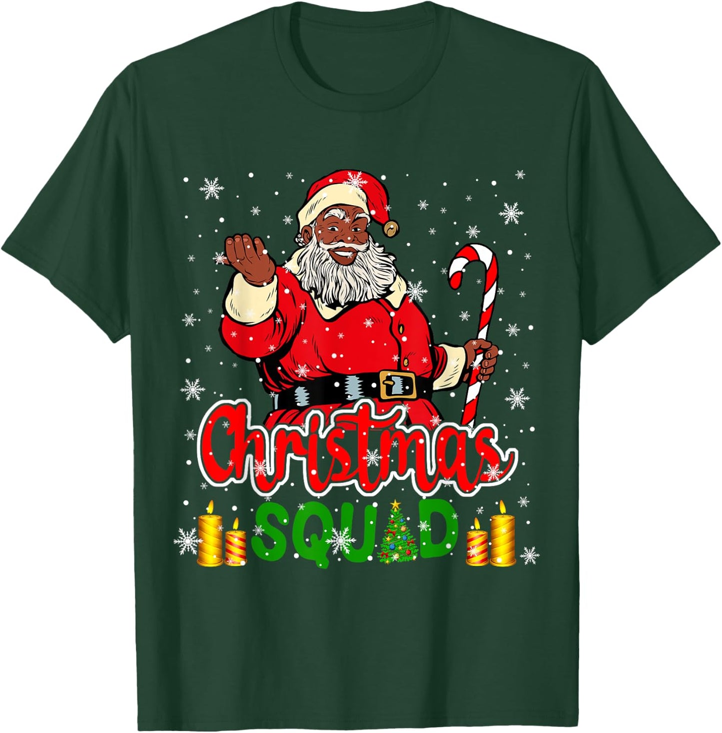 Christmas Squad Santa Afro Man Proud Black African American T-Shirt - T-Shirt | Forest