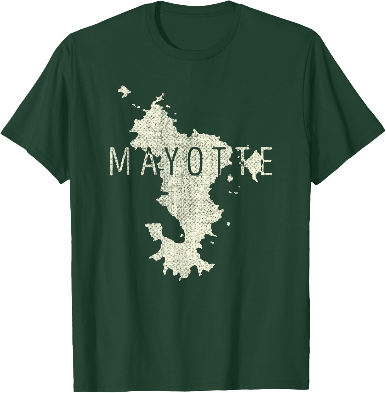 Mayotte Map Word Art - Distressed French Island Souvenir T-Shirt - T-Shirt | Forest