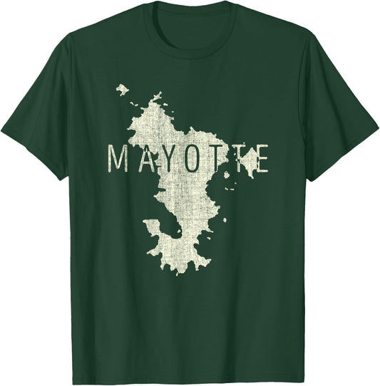 Mayotte Map Word Art - Distressed French Island Souvenir T-Shirt - T-Shirt | Forest