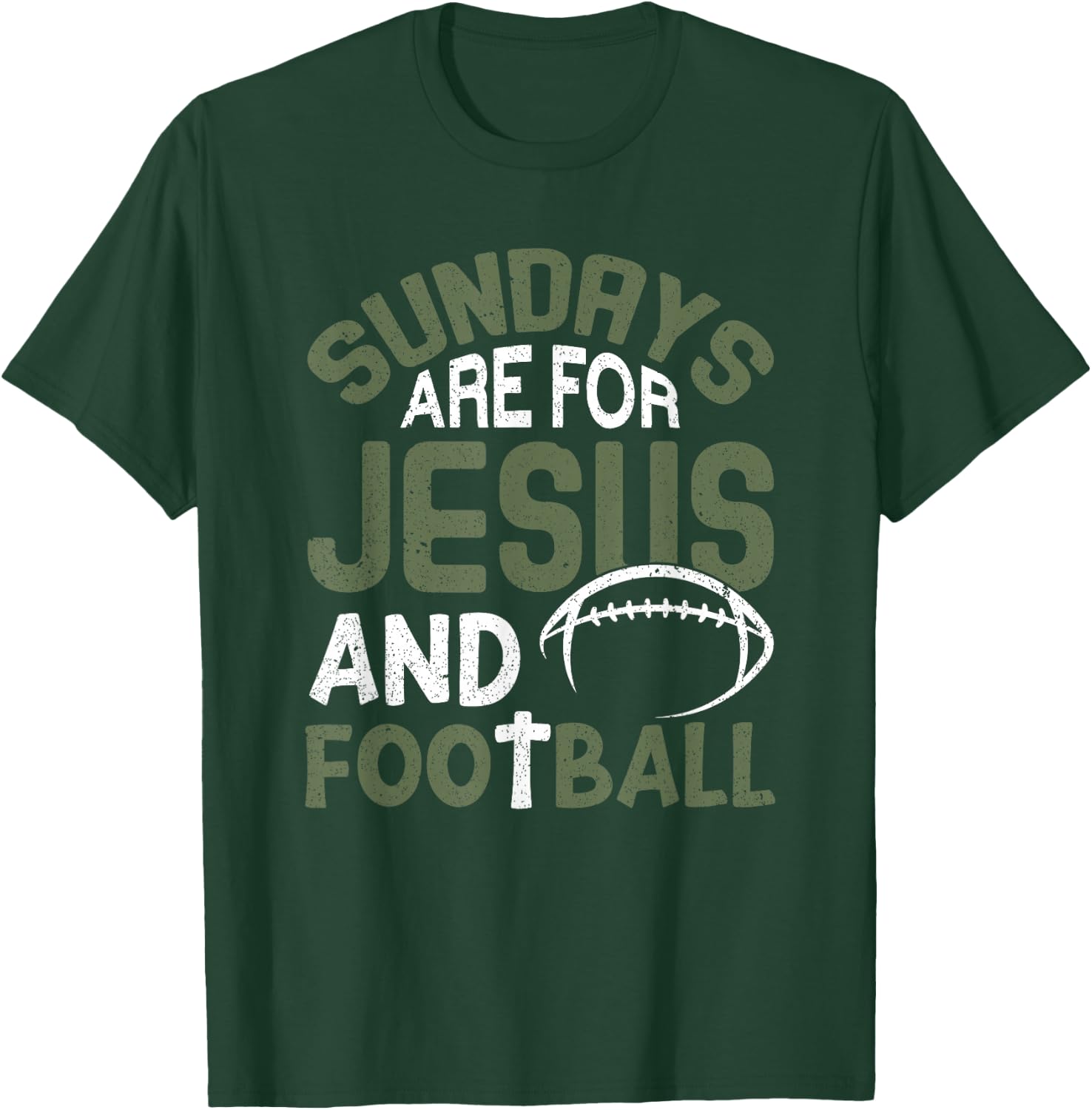 Sundays Are For Jesus & Football Draft Day Fantasy Football T-Shirt - T-Shirt | Forest