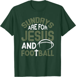 Sundays Are For Jesus & Football Draft Day Fantasy Football T-Shirt - T-Shirt | Forest