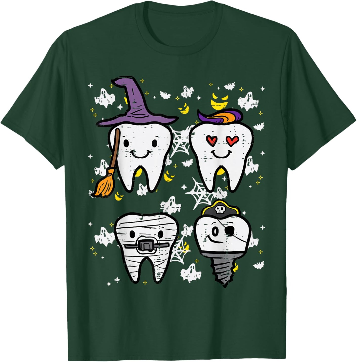 Halloween Dentist Witch Teeth Dental Crew Costume Men Women T-Shirt - T-Shirt | Forest