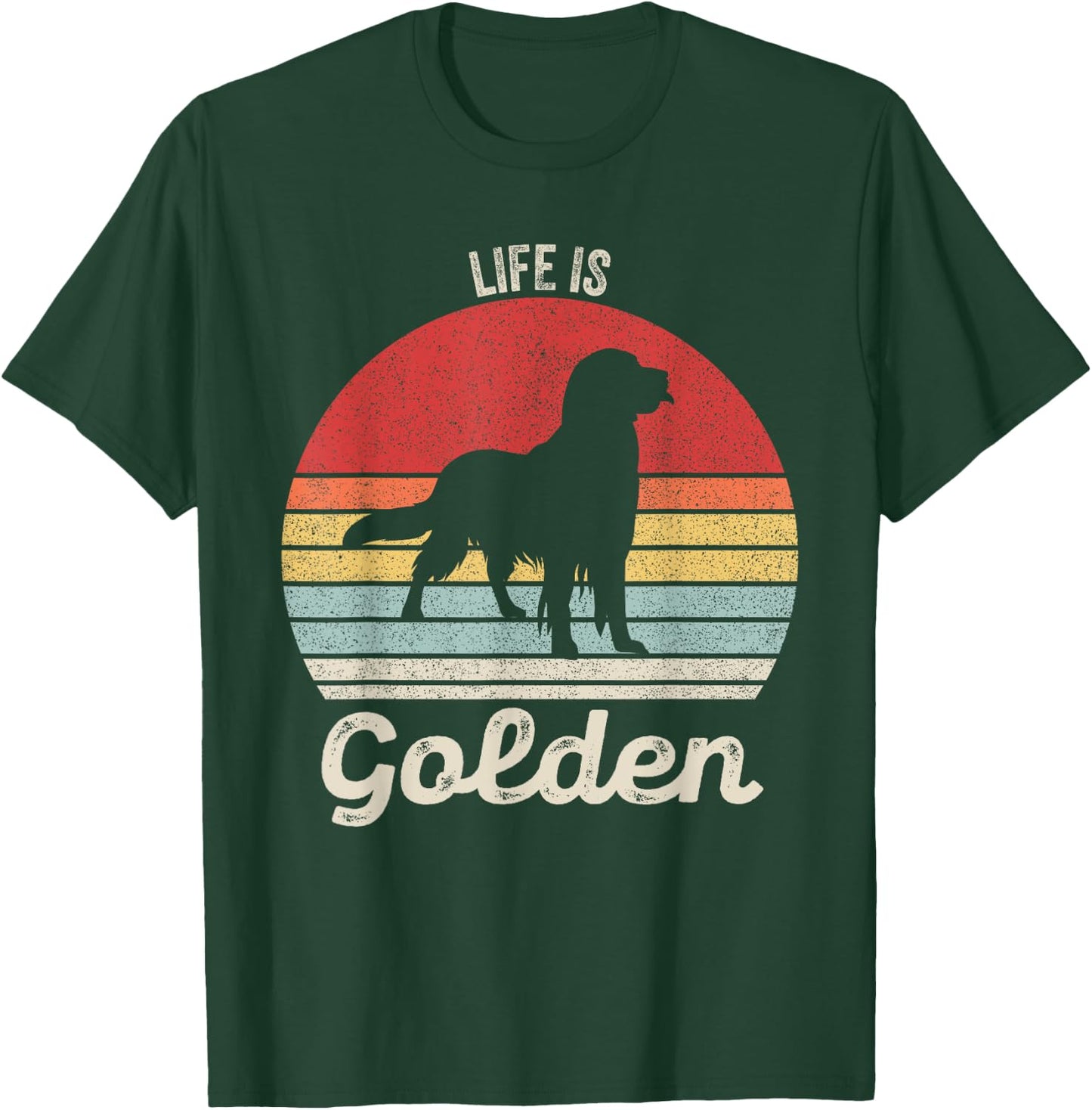 Vintage Retro Life Is Golden Shirt Golden Retriever Dog Women Girls Kids T-Shirt - T-Shirt | Forest