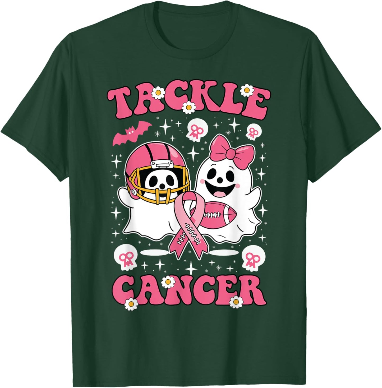 Tackle Football Pink Halloween Breast Cancer Awareness 2024 T-Shirt - T-Shirt | Forest