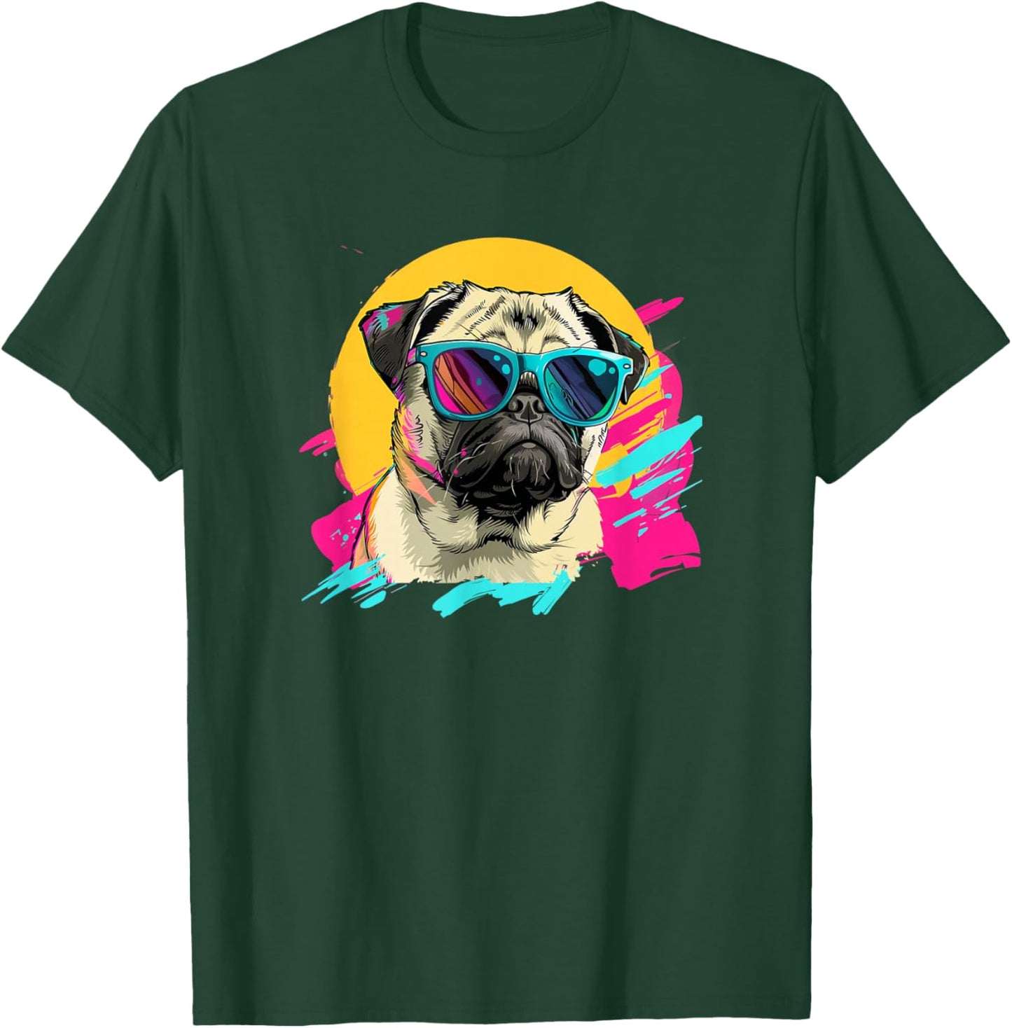 Funny & Retro Vintage 80s Pug Lover T-Shirt - T-Shirt | Forest