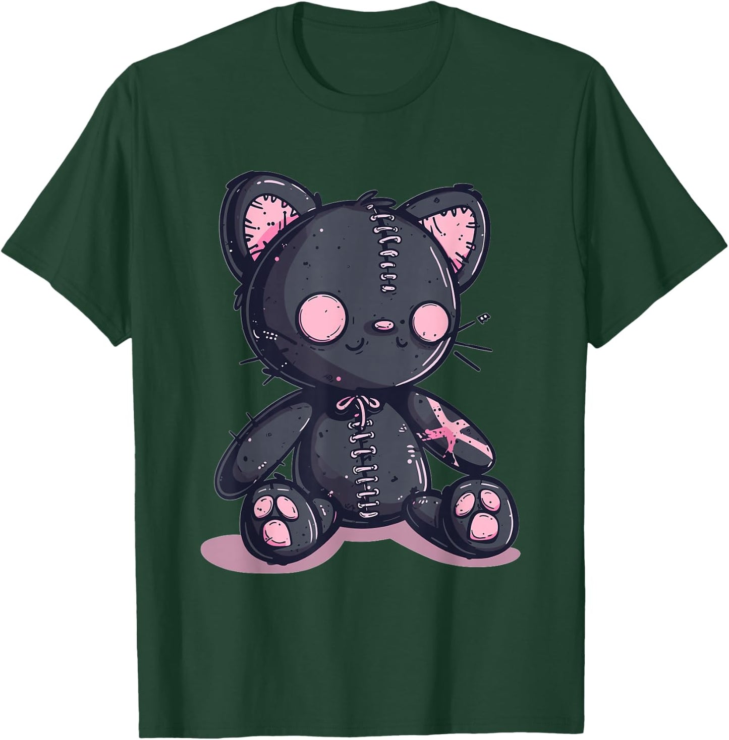 Goth Pastel Cute Creepy Kawaii Cat Kitten Voodoo Doll T-Shirt - T-Shirt | Forest