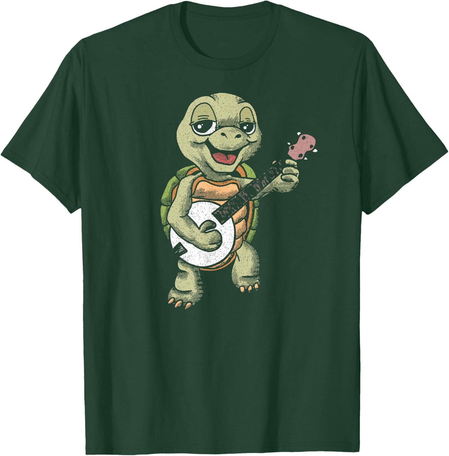 Banjo Picking Turtle Cute Funny Terrapin Music Graphic T-Shirt - T-Shirt | Forest