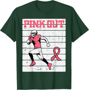 Breast Cancer Football Player Pink Out Awareness Men Boy Kid T-Shirt - T-Shirt | Forest