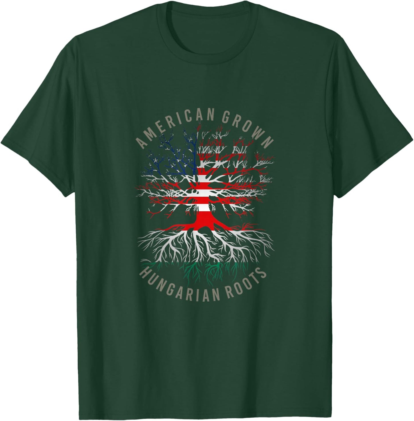 American Grown Hungarian Roots USA Hungary Flag Heritage T-Shirt - T-Shirt | Forest