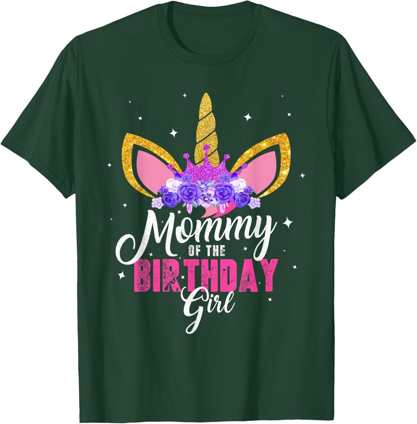 Mommy Of The Birthday Girl Unicorn Mom Birthday Princess T-Shirt - T-Shirt | Forest