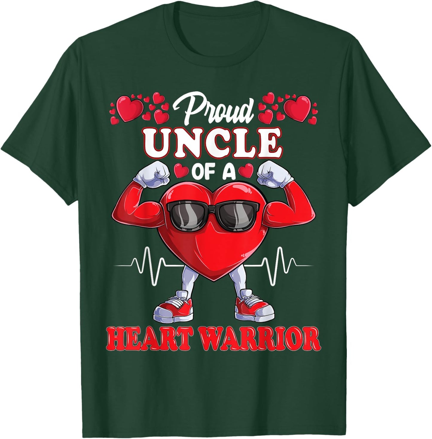 Proud Uncle of a Heart Warrior CHD Awareness T-Shirt - T-Shirt | Forest
