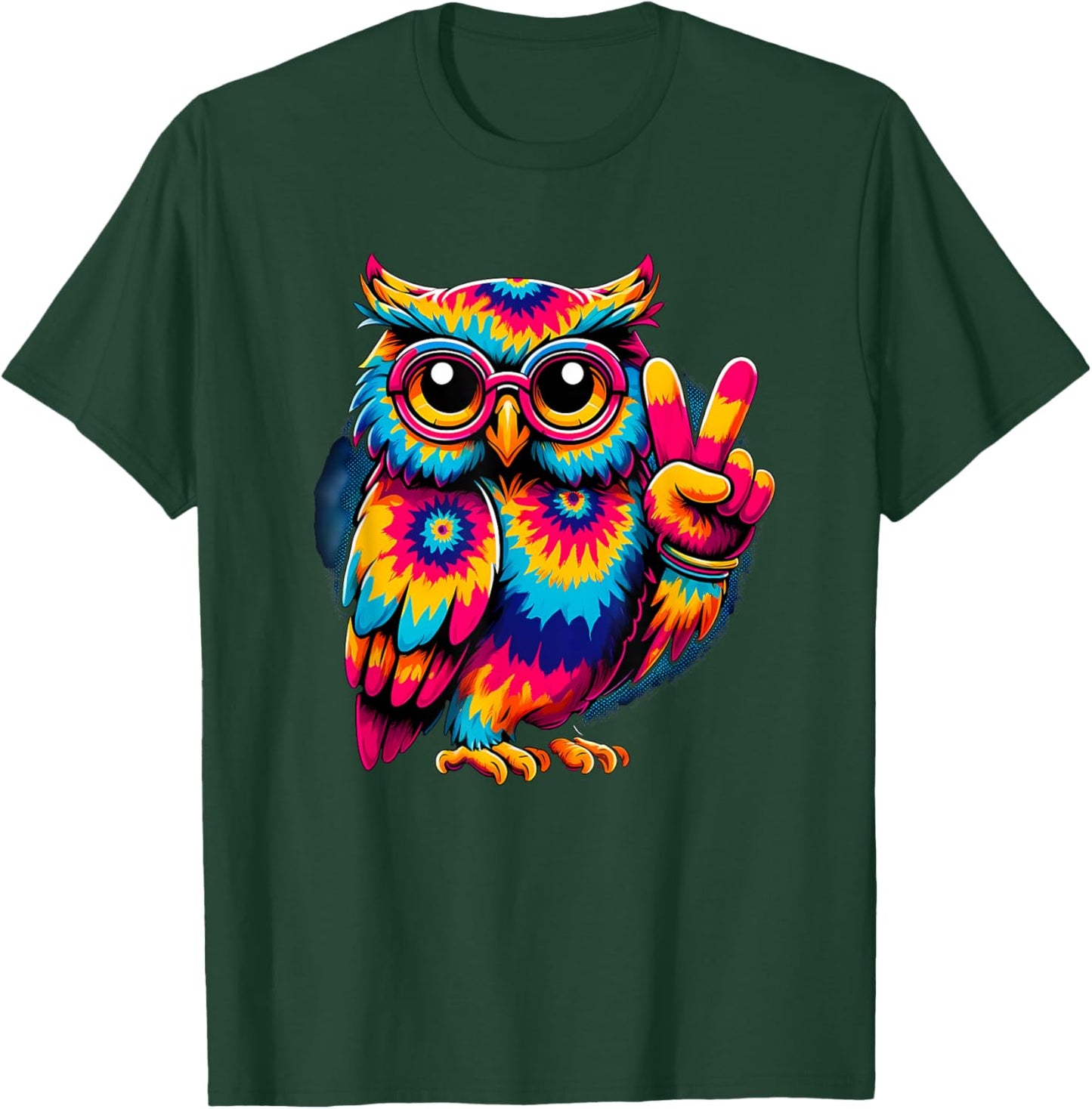 Peace Sign Tie Dye Owl T-Shirt - T-Shirt | Forest