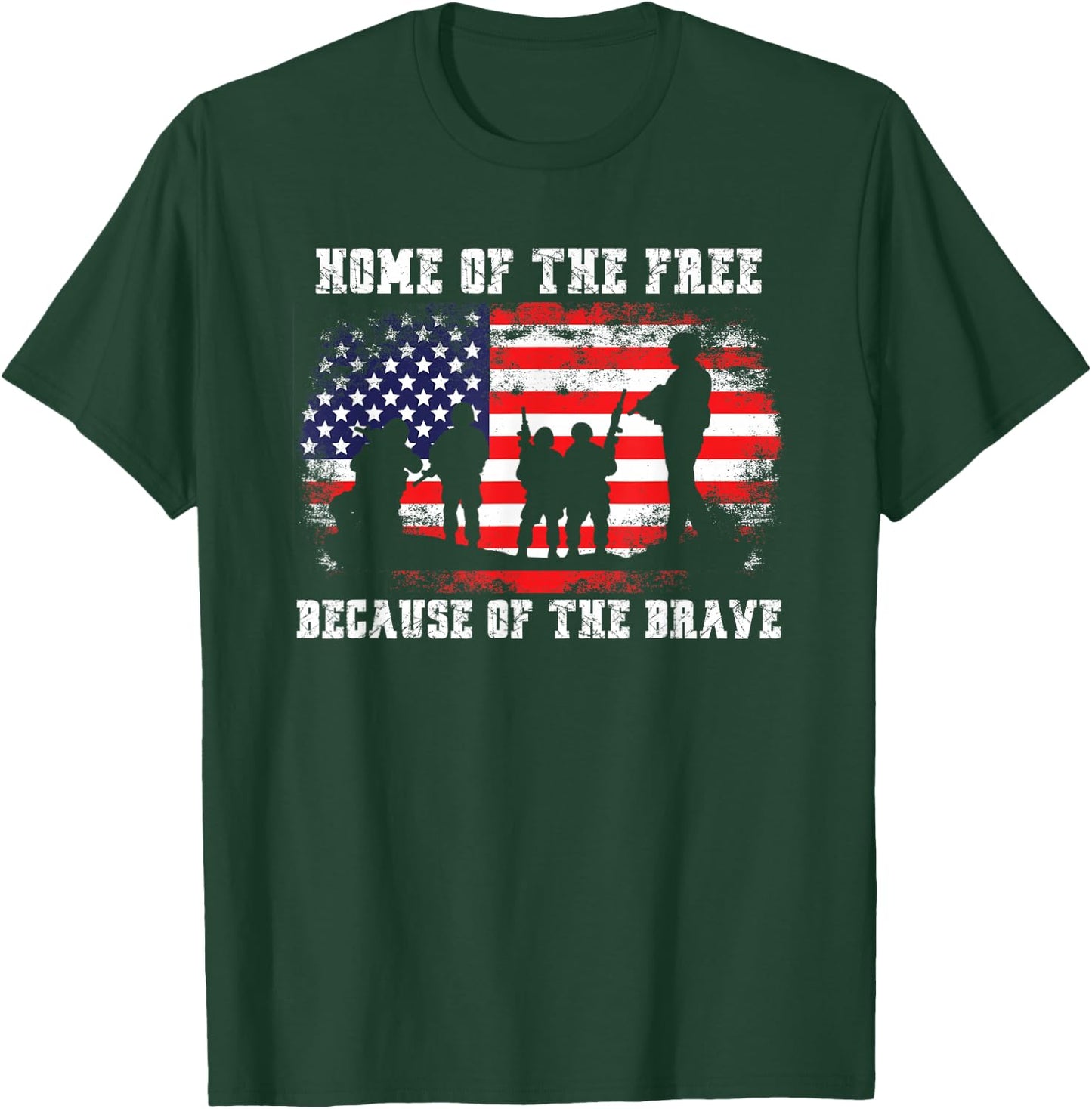 Home of The Free Because of The Brave American Flag T-Shirt - T-Shirt | Forest