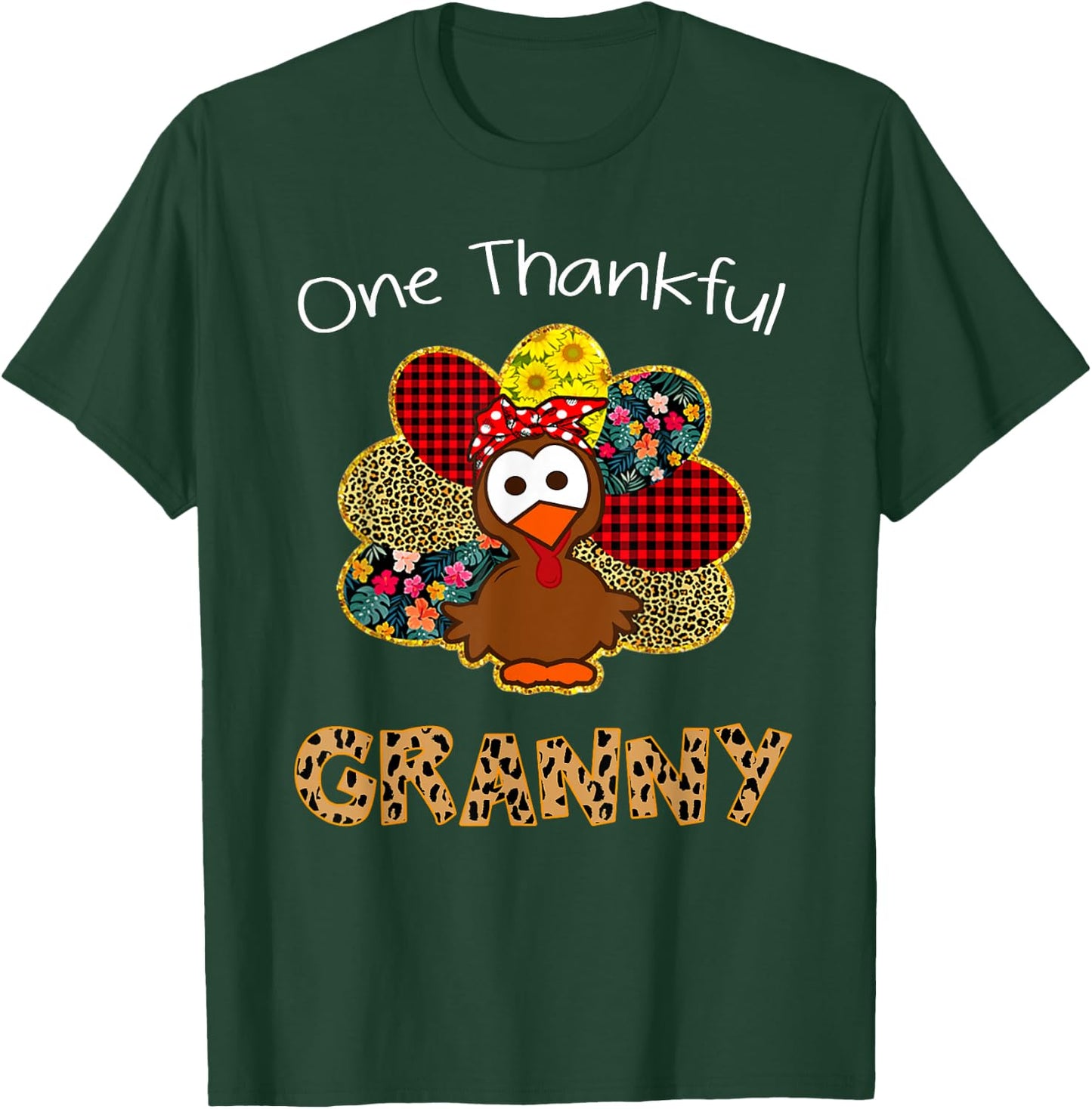 One Thankful Granny Shirt Funny Cute Turkey Thanksgiving T-Shirt - T-Shirt | Forest