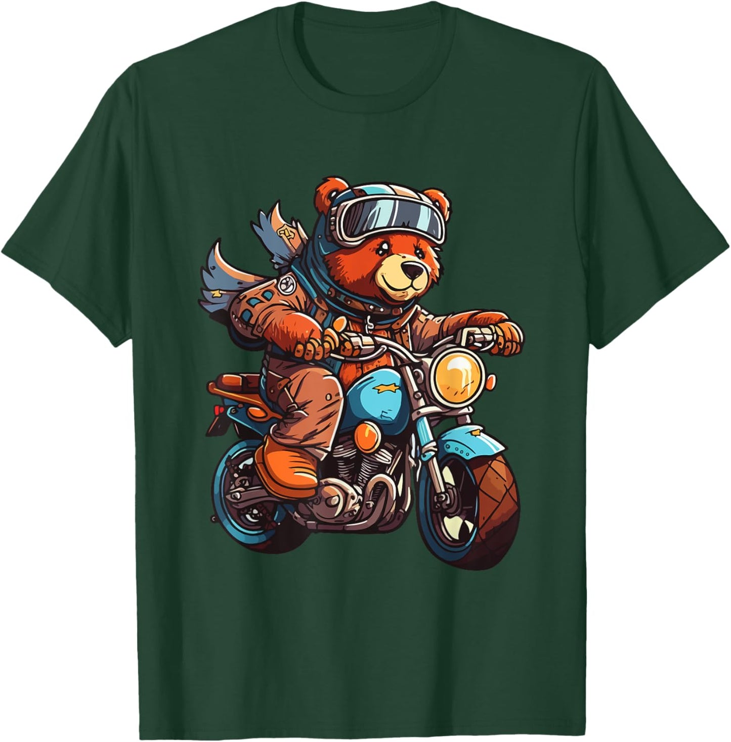 Bear on motorcycle riding biker motorcyclist T-Shirt - T-Shirt | Forest