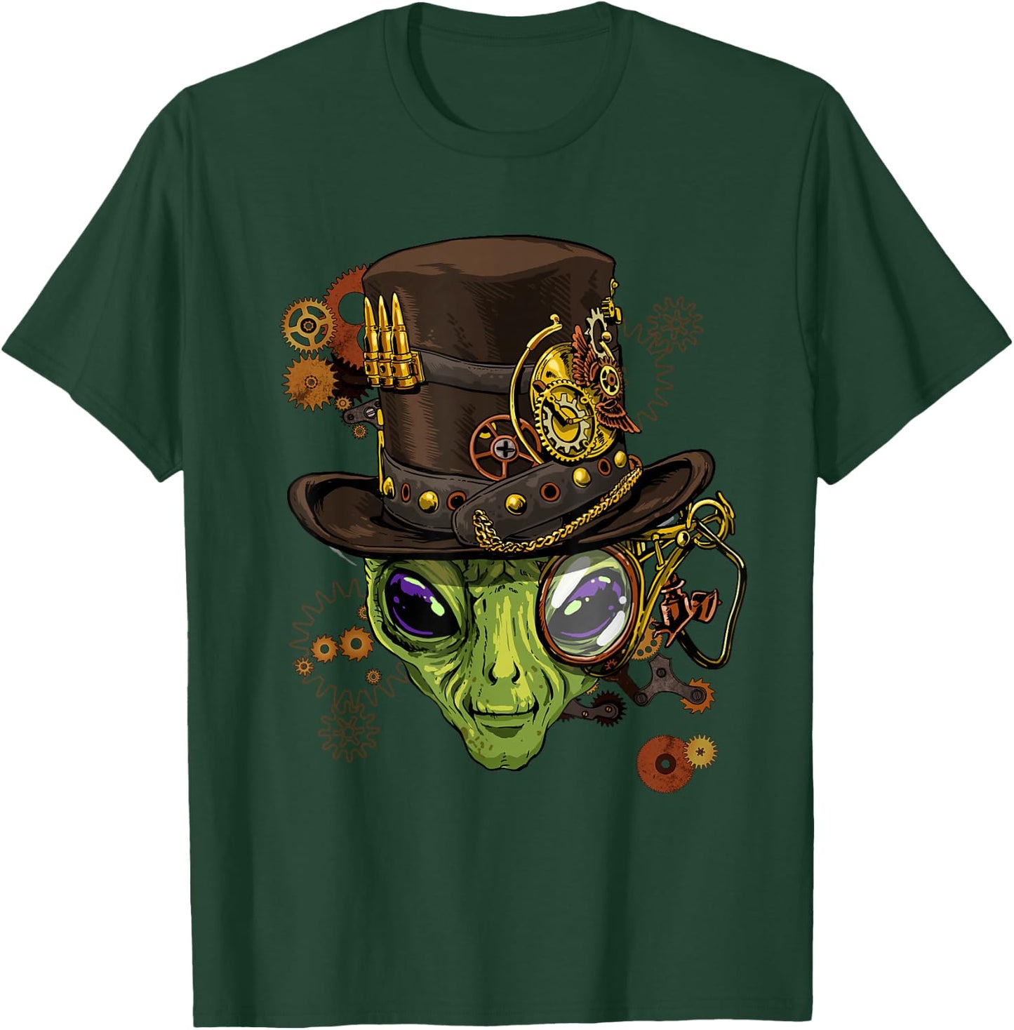 Alien Shirt Victorian Steampunk Gears UFO Ancient Alien Head T-Shirt - T-Shirt | Forest