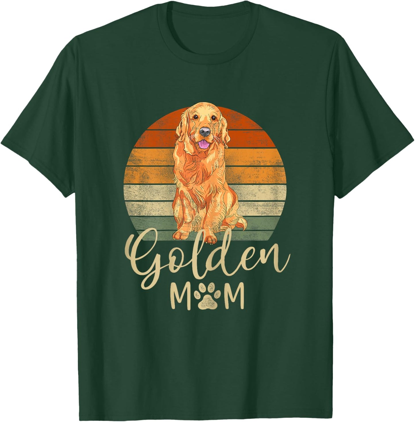 Golden Mom Retro Sunset Golden Retriever Lover Gift Dog Mama T-Shirt - T-Shirt | Forest
