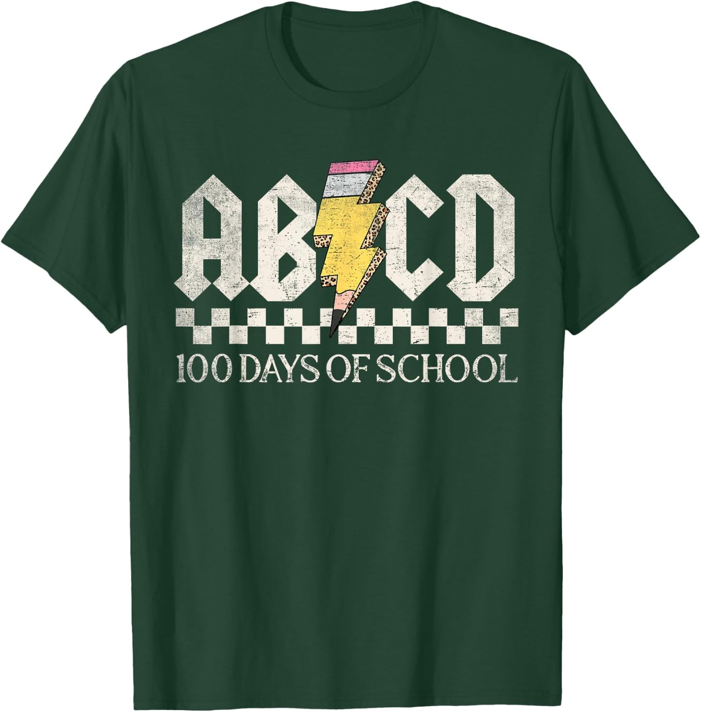 Boys Girls Teachers Rock 100 Days Of School ABCD 100th Day T-Shirt - T-Shirt | Forest