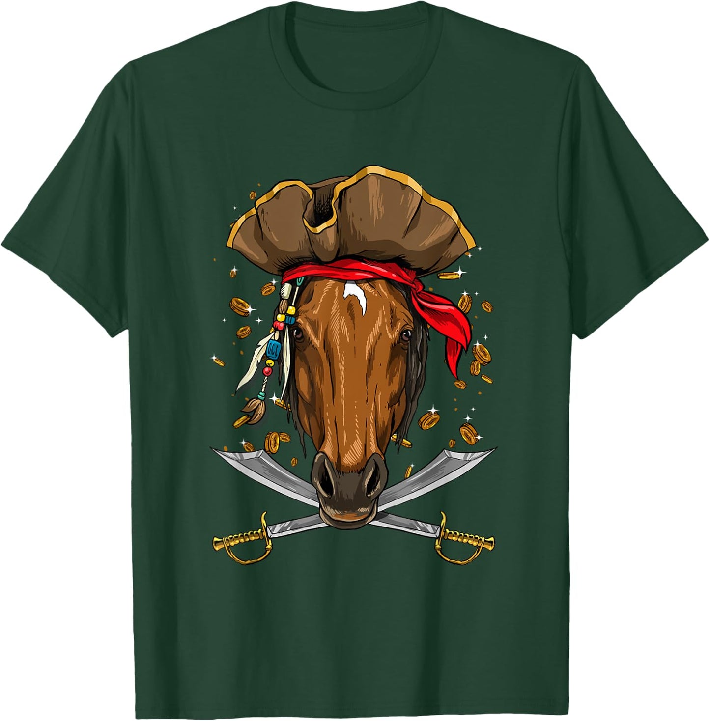 Pirate Horse Jolly Roger Halloween Equestrian Horse Lover T-Shirt - T-Shirt | Forest