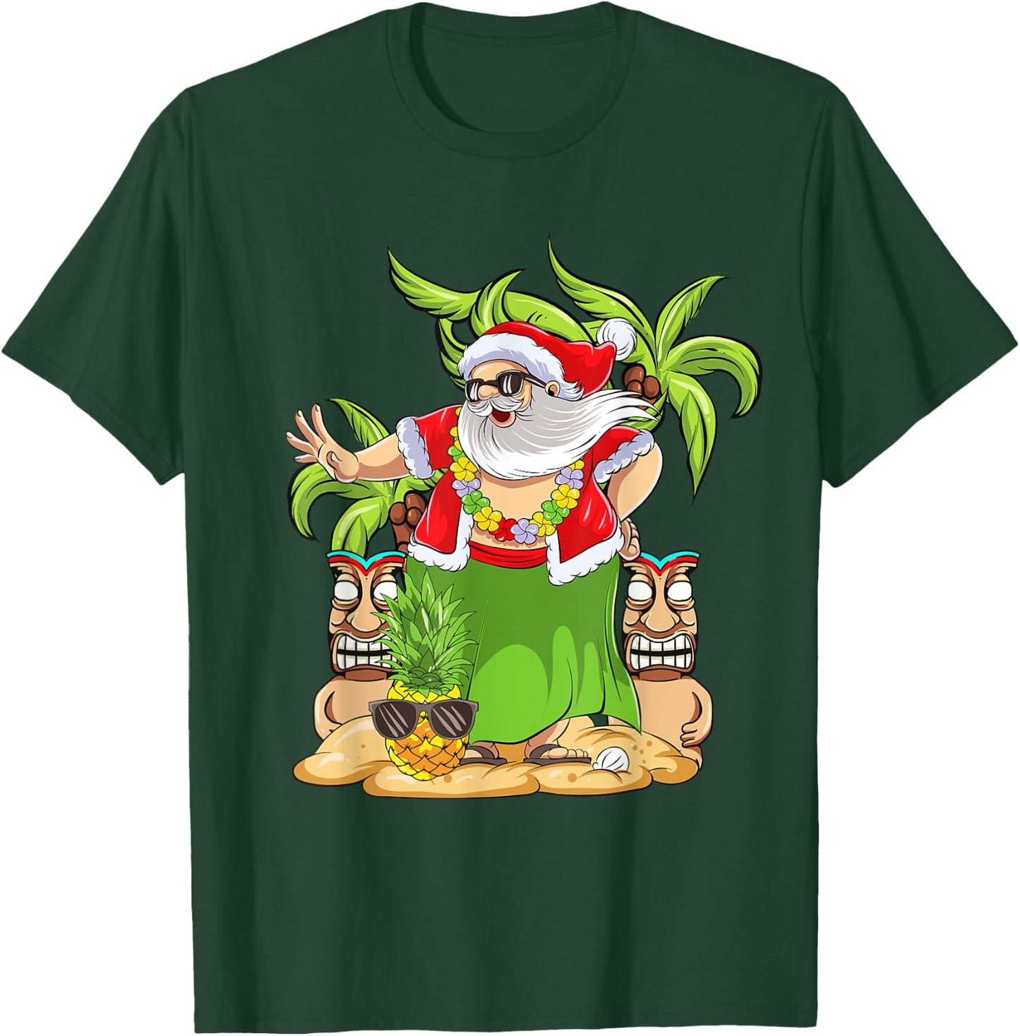 Hawaiian Christmas Mele Kalikimaka Hula Dance Santa Claus T-Shirt - T-Shirt | Forest