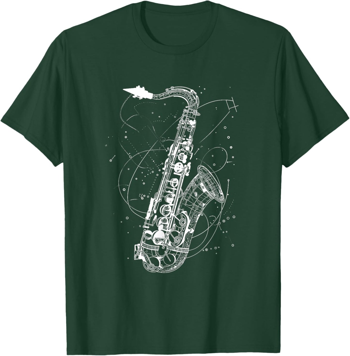 Saxophone Sketch Jazz Music Orchestra T-Shirt - T-Shirt | Forest