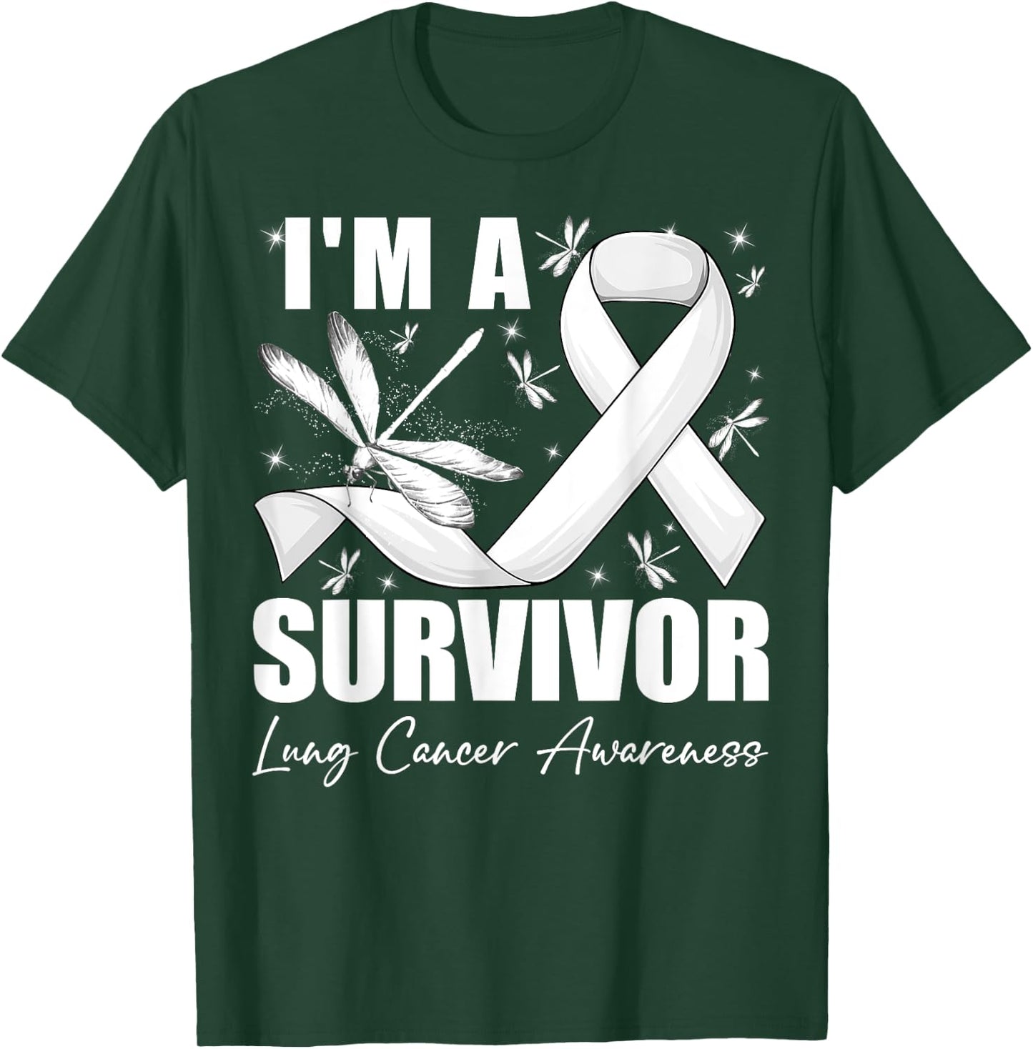 I'm A Survivor Lung Cancer Awareness Month Fighter Dragonfly T-Shirt - T-Shirt | Forest