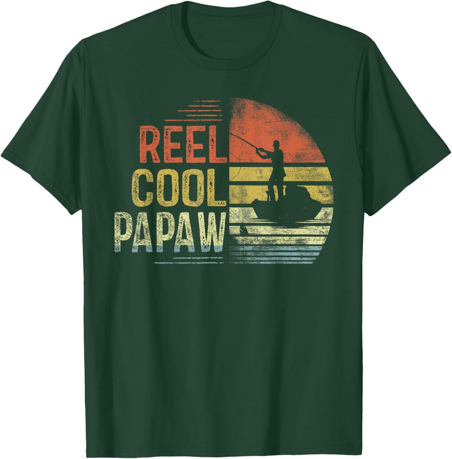 Reel Cool Papaw Fishing Gifts Papaw Birthday Vintage , Small, Black T-Shirt - T-Shirt | Forest