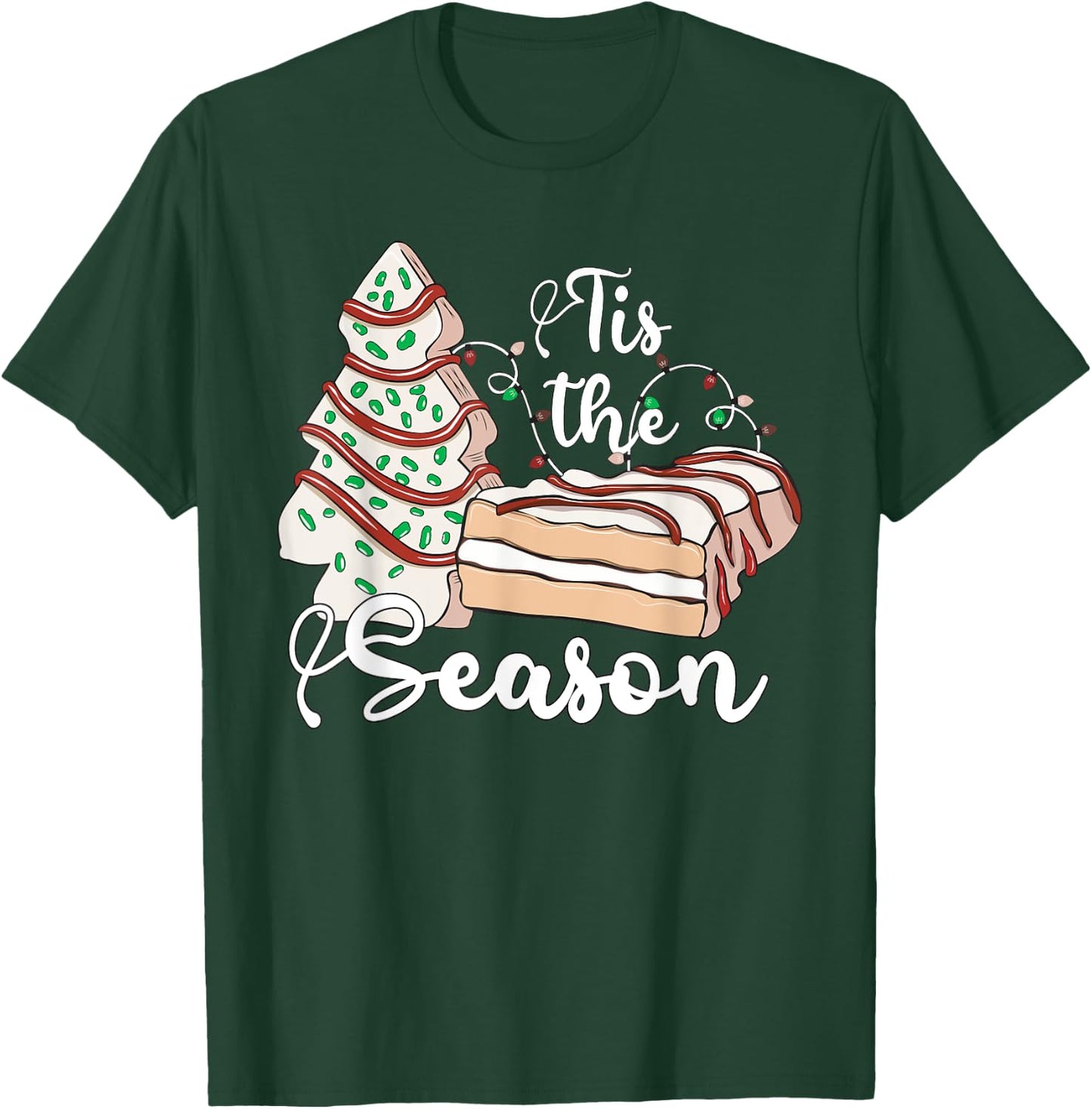 Tis The Season Christmas Tree Cakes Debbie Retro Xmas Gifts T-Shirt - T-Shirt | Forest