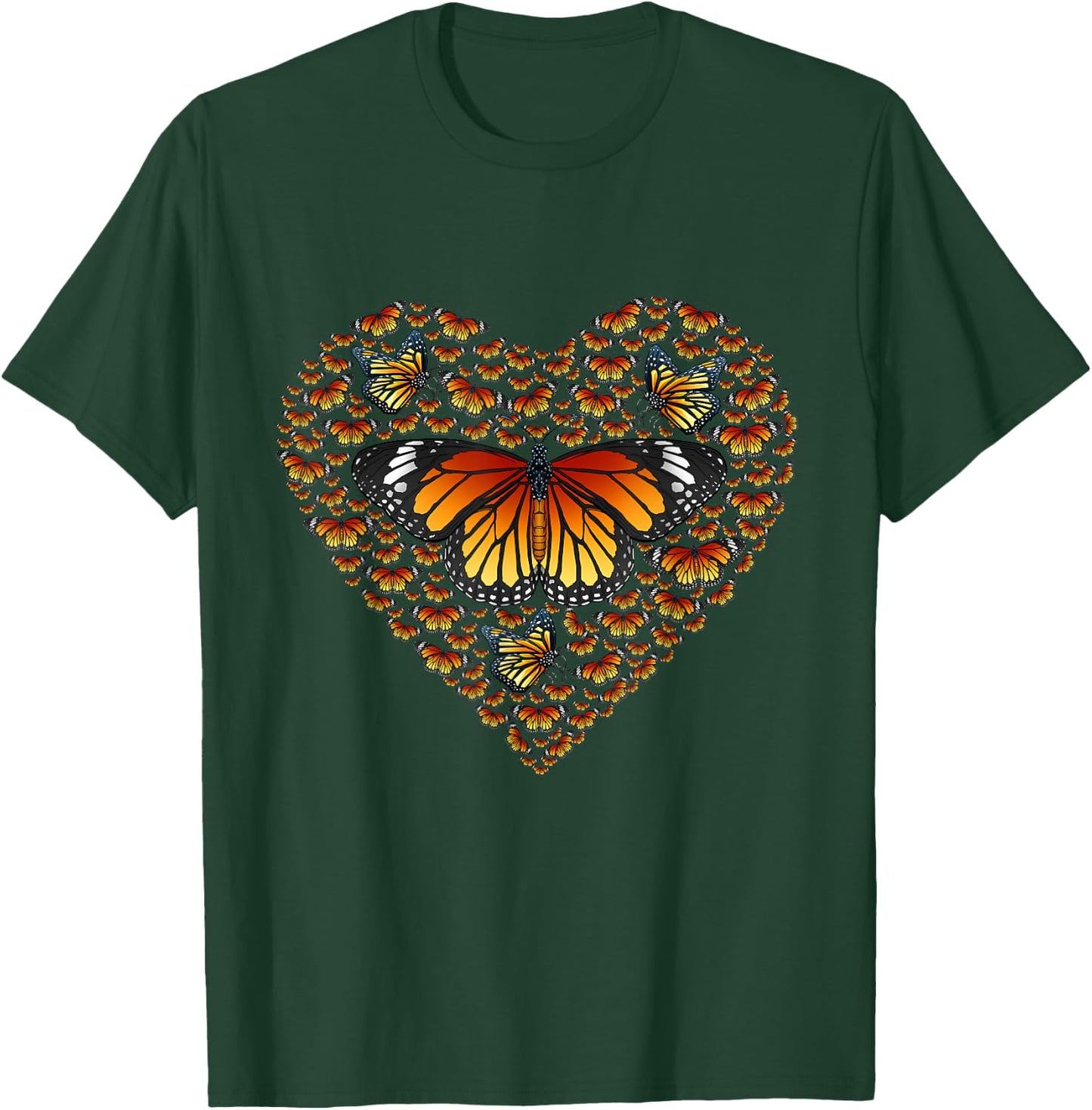 Monarch Butterfly Heart Valentine's Day Insect Wings Bug T-Shirt - T-Shirt | Forest